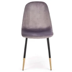 Garnero Arredamenti Sedia sala da pranzo imbottita in velluto acciaio nero oro Nubia Grigio Outlet