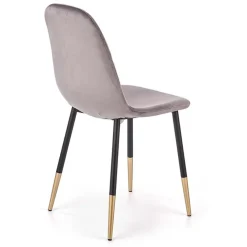 Garnero Arredamenti Sedia sala da pranzo imbottita in velluto acciaio nero oro Nubia Grigio Outlet