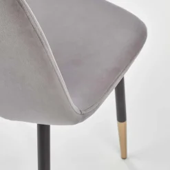 Garnero Arredamenti Sedia sala da pranzo imbottita in velluto acciaio nero oro Nubia Grigio Outlet