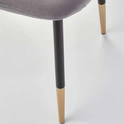 Garnero Arredamenti Sedia sala da pranzo imbottita in velluto acciaio nero oro Nubia Grigio Outlet