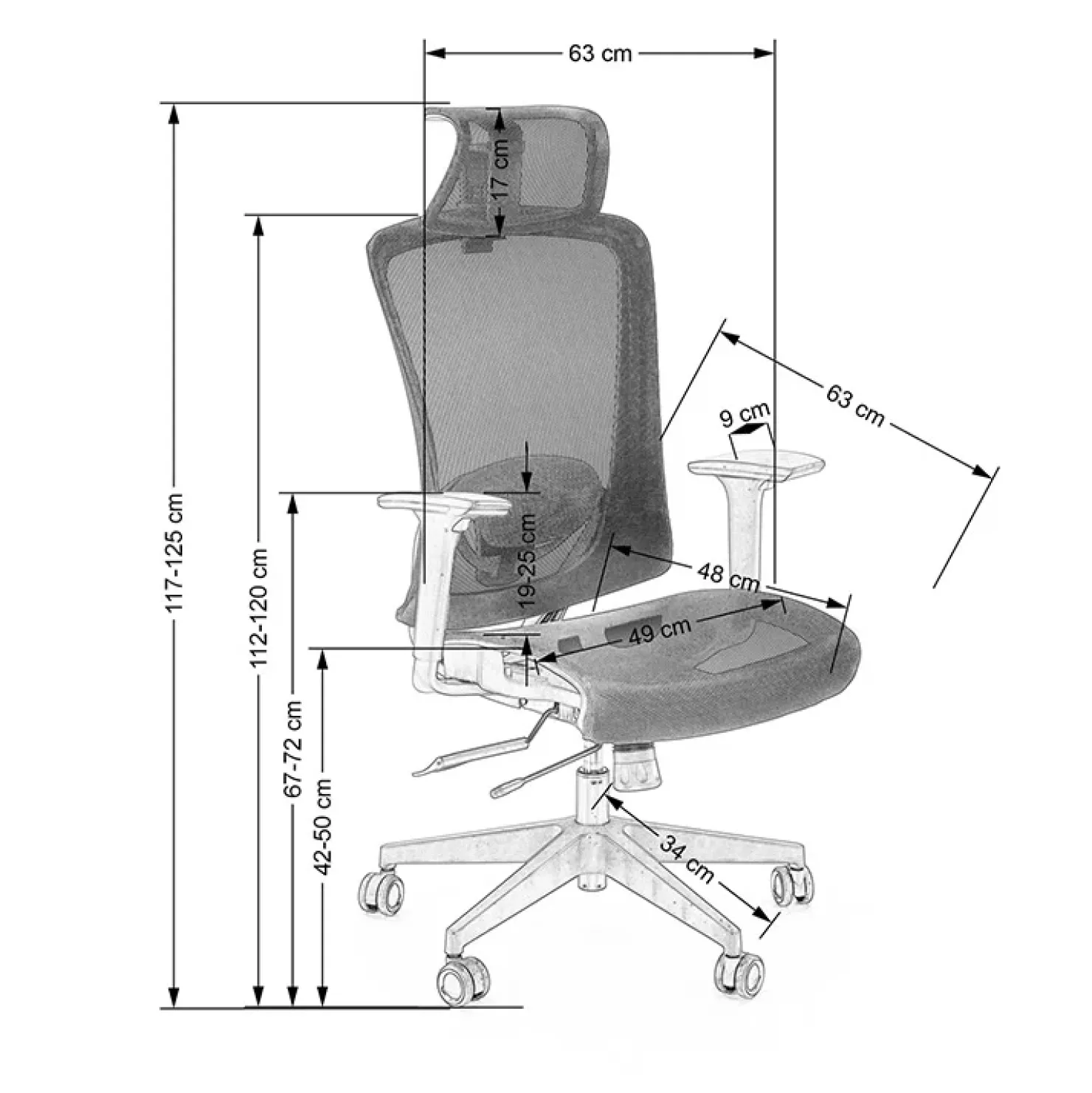 Garnero Arredamenti Sedia ufficio regolabile con ruote in tessuto nero Bonito Best