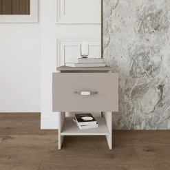 Garnero Arredamenti Set 2 comodini moderni 40x59h cm 1 cassetto  beige Emporio Best