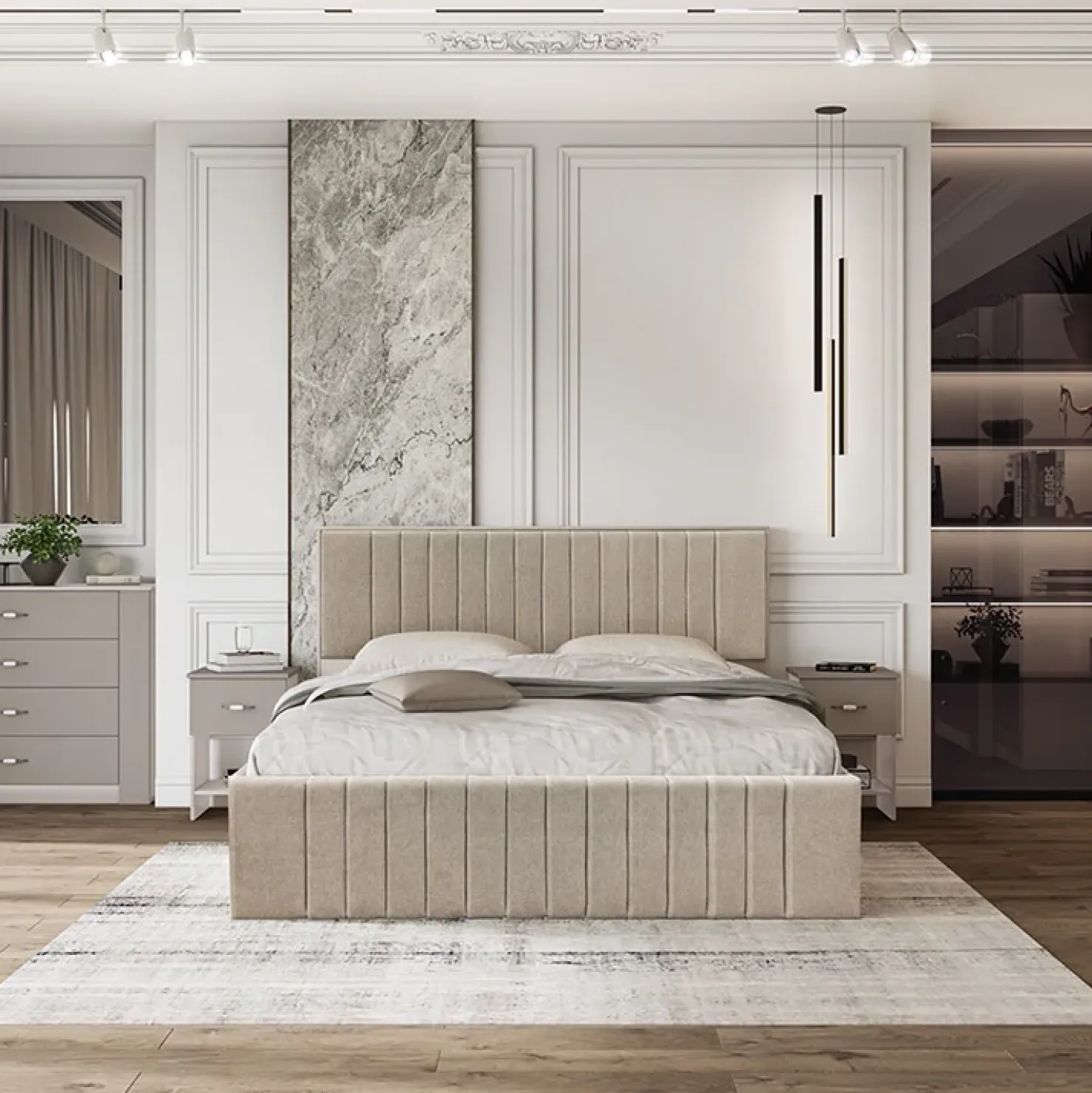 Garnero Arredamenti Set 2 comodini moderni 40x59h cm 1 cassetto beige Emporio Best