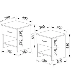 Garnero Arredamenti Set 2 comodini moderni 40x59h cm 1 cassetto beige Emporio Best