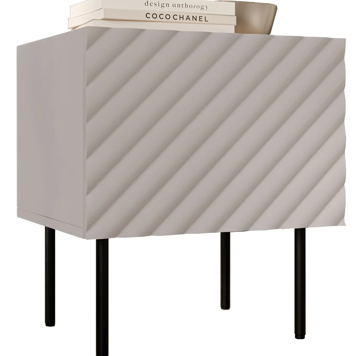 Garnero Arredamenti Set 2 comodini 47x52h cm 1 anta con frontali decorati Daniele Beige New