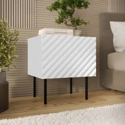 Garnero Arredamenti Set 2 comodini 47x52h cm 1 anta con frontali decorati bianco Daniele Bianco Opaco New