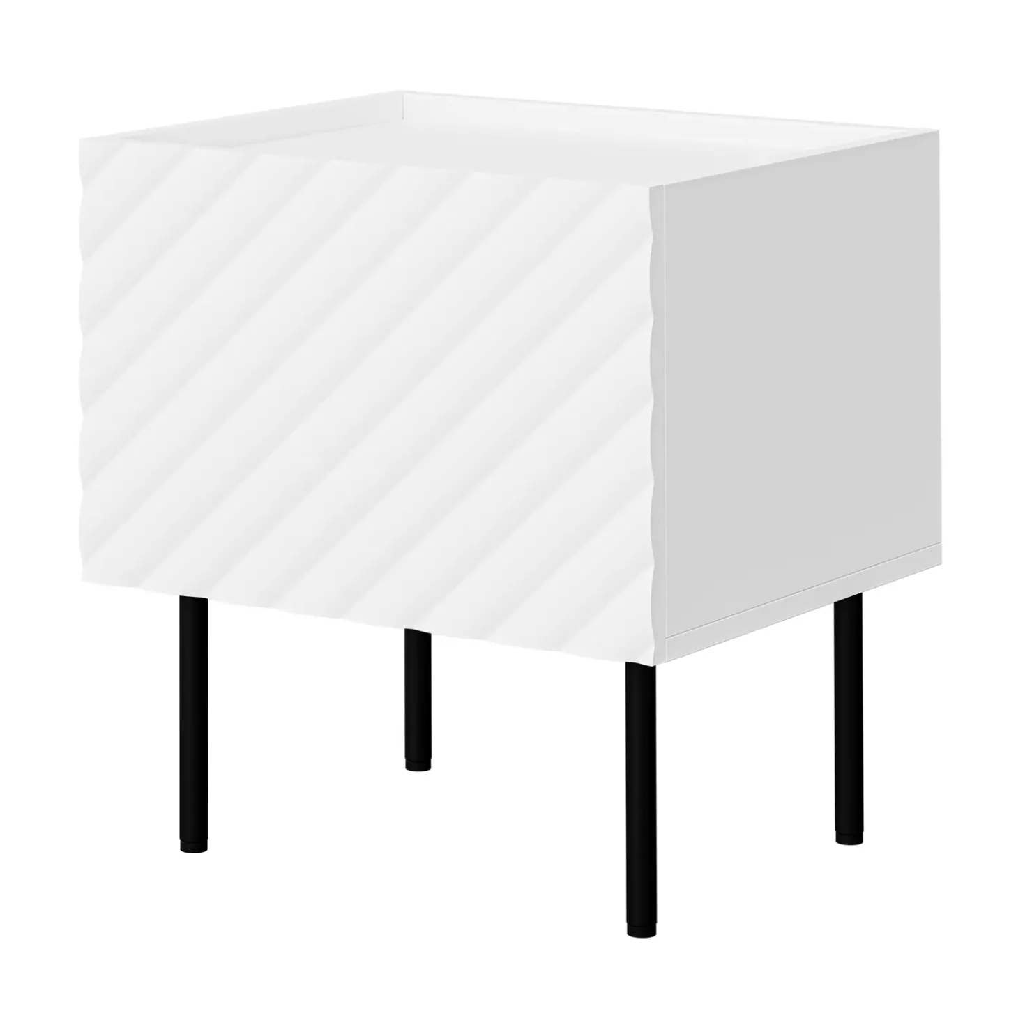 Garnero Arredamenti Set 2 comodini 47x52h cm 1 anta con frontali decorati bianco Daniele Bianco Opaco New