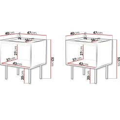 Garnero Arredamenti Set 2 comodini 47x52h cm 1 anta con frontali decorati bianco Daniele Bianco Opaco New