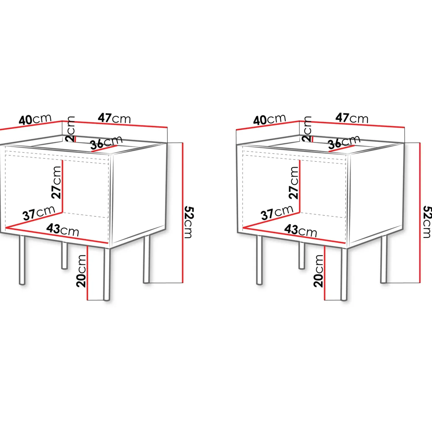 Garnero Arredamenti Set 2 comodini 47x52h cm 1 anta con frontali decorati bianco Daniele Bianco Opaco New