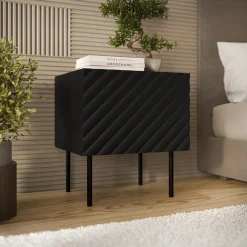 Garnero Arredamenti Set 2 comodini 47x52h cm 1 anta con frontali decorati nero Daniele Nero Opaco Online