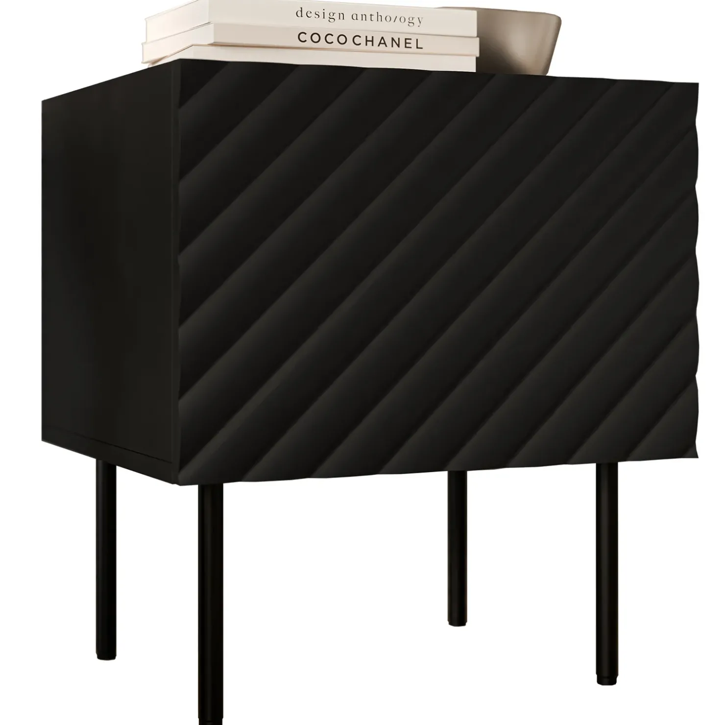 Garnero Arredamenti Set 2 comodini 47x52h cm 1 anta con frontali decorati nero Daniele Nero Opaco Online