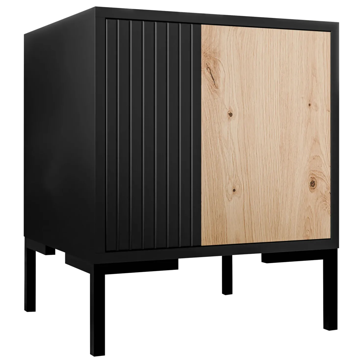 Garnero Arredamenti Set 2 comodini 44x49h cm 1 anta rovere nero Duble Outlet