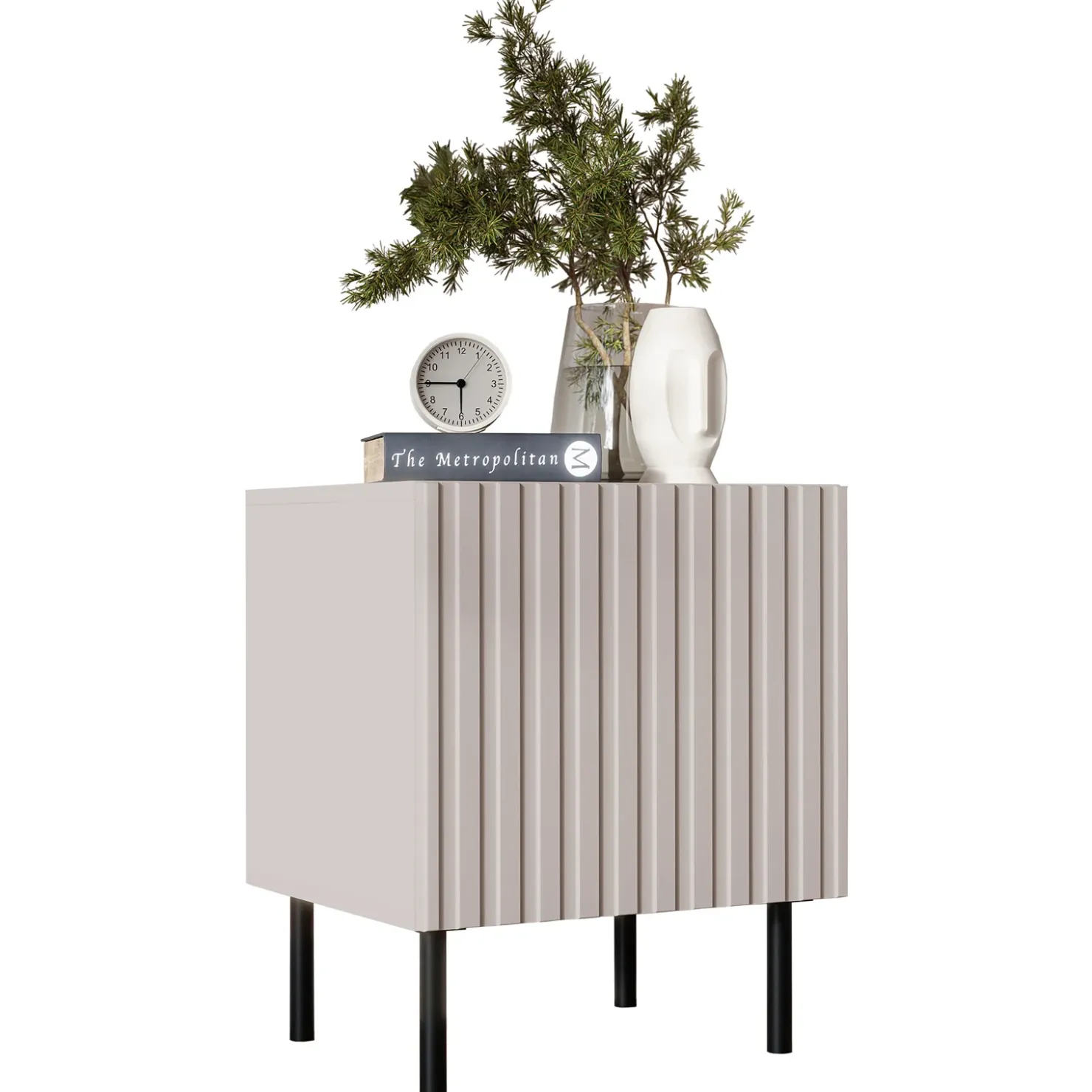 Garnero Arredamenti Set 2 comodini 45x54h cm 1 anta con frontali cannettati beige Ziggy Hot