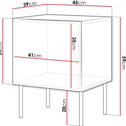 Garnero Arredamenti Set 2 comodini 45x59h cm 1 anta Stark Bianco Opaco