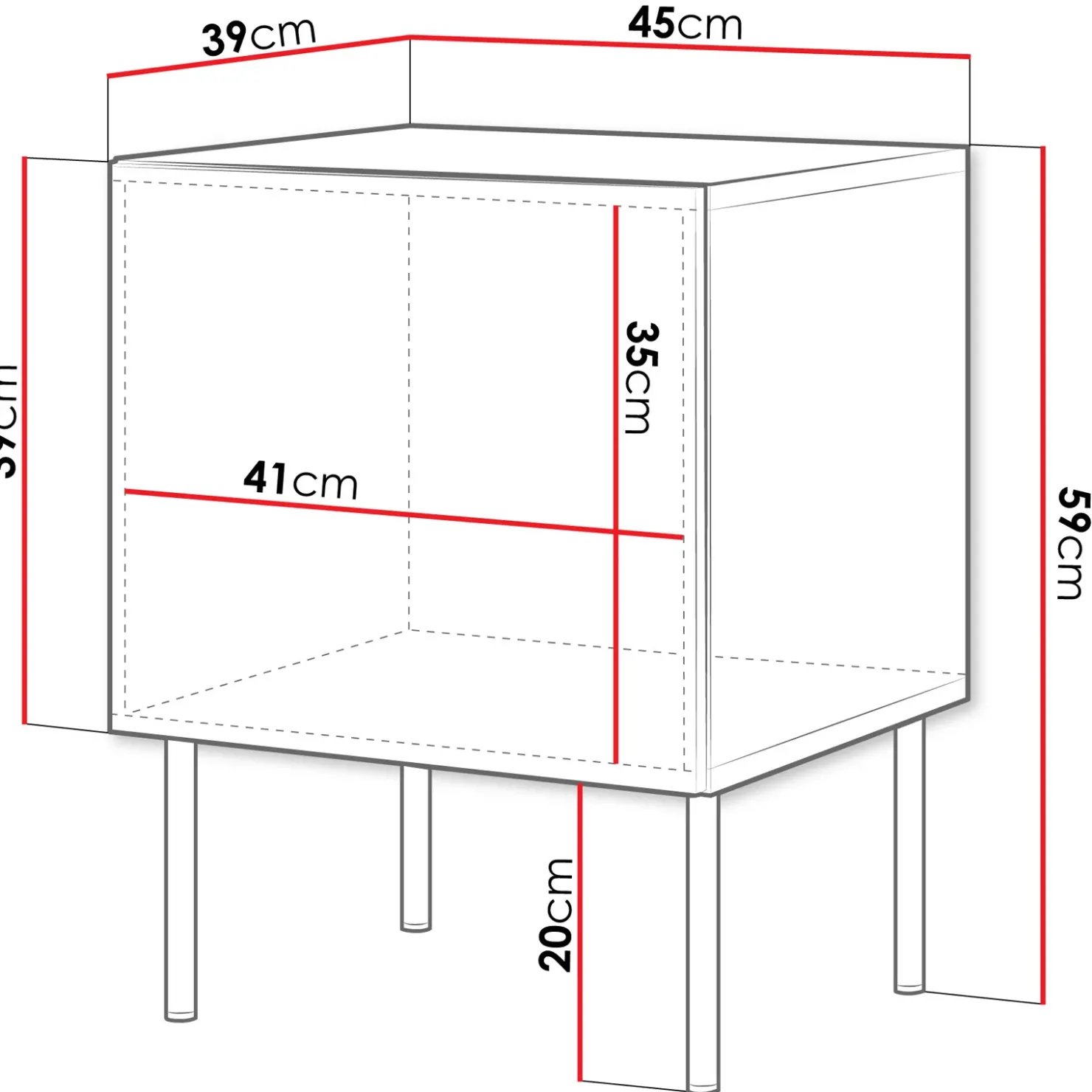 Garnero Arredamenti Set 2 comodini 45x59h cm 1 anta Stark Bianco Opaco