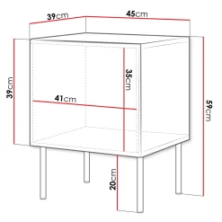 Garnero Arredamenti Set 2 comodini 45x59h cm 1 anta Stark Nero Opaco Clearance