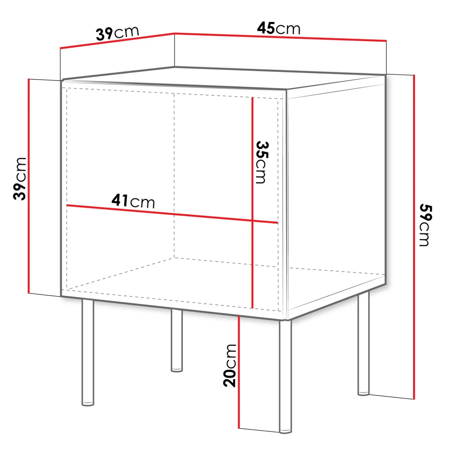 Garnero Arredamenti Set 2 comodini 45x59h cm 1 anta Stark Nero Opaco Clearance
