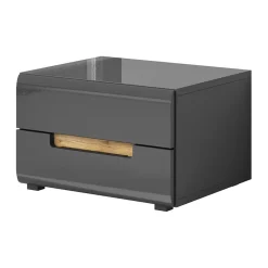 Garnero Arredamenti Set 2 comodini 52x35h cm 2 cassetti lucido rovere Dubai Gihome® Antracite Sale