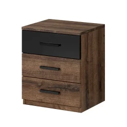 Garnero Arredamenti Set 2 comodini 46x56h cm 3 cassetti rovere scuro nero lucido Cortina Gihome® Nero Lucido - Wengè Online