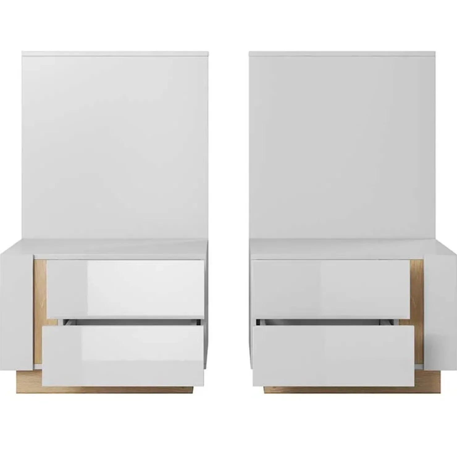 Garnero Arredamenti Set 2 comodini 60x102h cm design bianco lucido rovere Noa