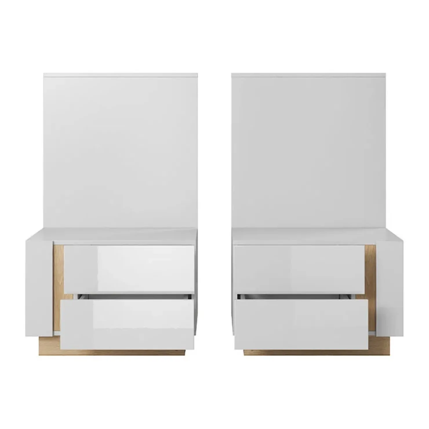 Garnero Arredamenti Set 2 comodini 60x102h cm design bianco lucido rovere Noa