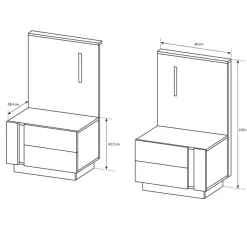 Garnero Arredamenti Set 2 comodini 60x102h cm design bianco lucido rovere Noa