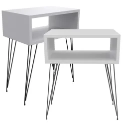 Garnero Arredamenti Set 2 comodini 45x59h cm moderni design industrial bianco Jamar Bianco Opaco Clearance