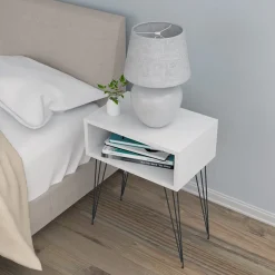 Garnero Arredamenti Set 2 comodini  45x59h cm moderni design industrial bianco Jamar Bianco Opaco Clearance