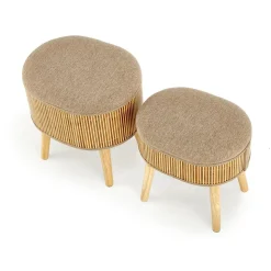 Garnero Arredamenti Set 2 pouf con contenitore in tessuto beige rovere Gandalf Hot