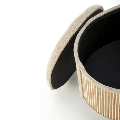 Garnero Arredamenti Set 2 pouf con contenitore in tessuto beige rovere Gandalf Hot