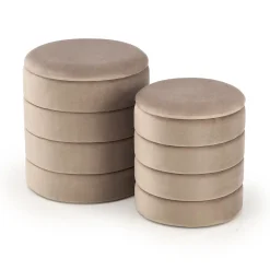 Garnero Arredamenti Set 2 pouf contenitori in velluto Xavier Beige Hot