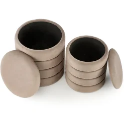 Garnero Arredamenti Set 2 pouf contenitori in velluto Xavier Beige Hot