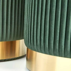 Garnero Arredamenti Set 2 pouf design da salotto contenitore in velluto verde Cubal Verde - Oro Sale
