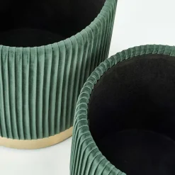 Garnero Arredamenti Set 2 pouf design da salotto contenitore in velluto verde Cubal Verde - Oro Sale