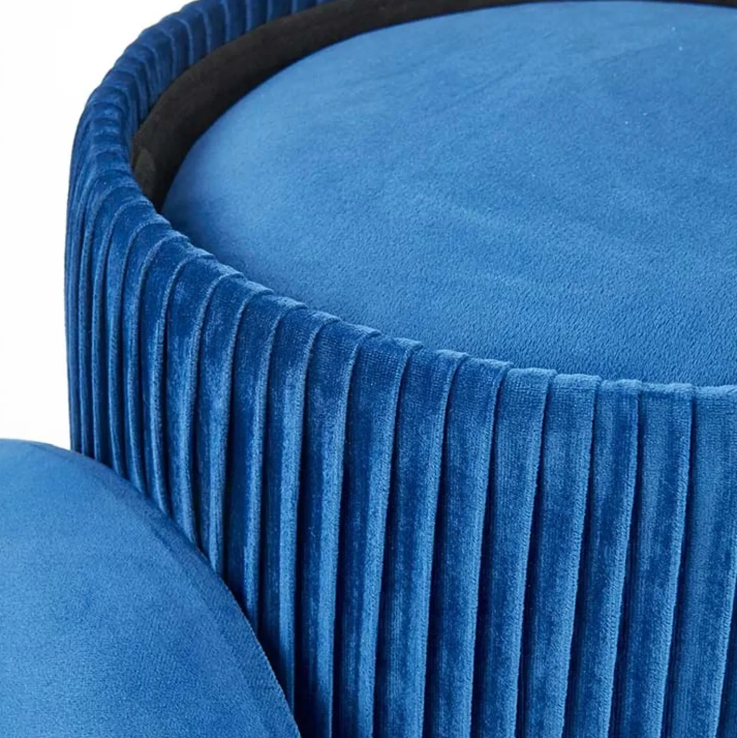 Garnero Arredamenti Set 2 pouf in velluto contenitore blu oro Cubal Blu - Oro Best