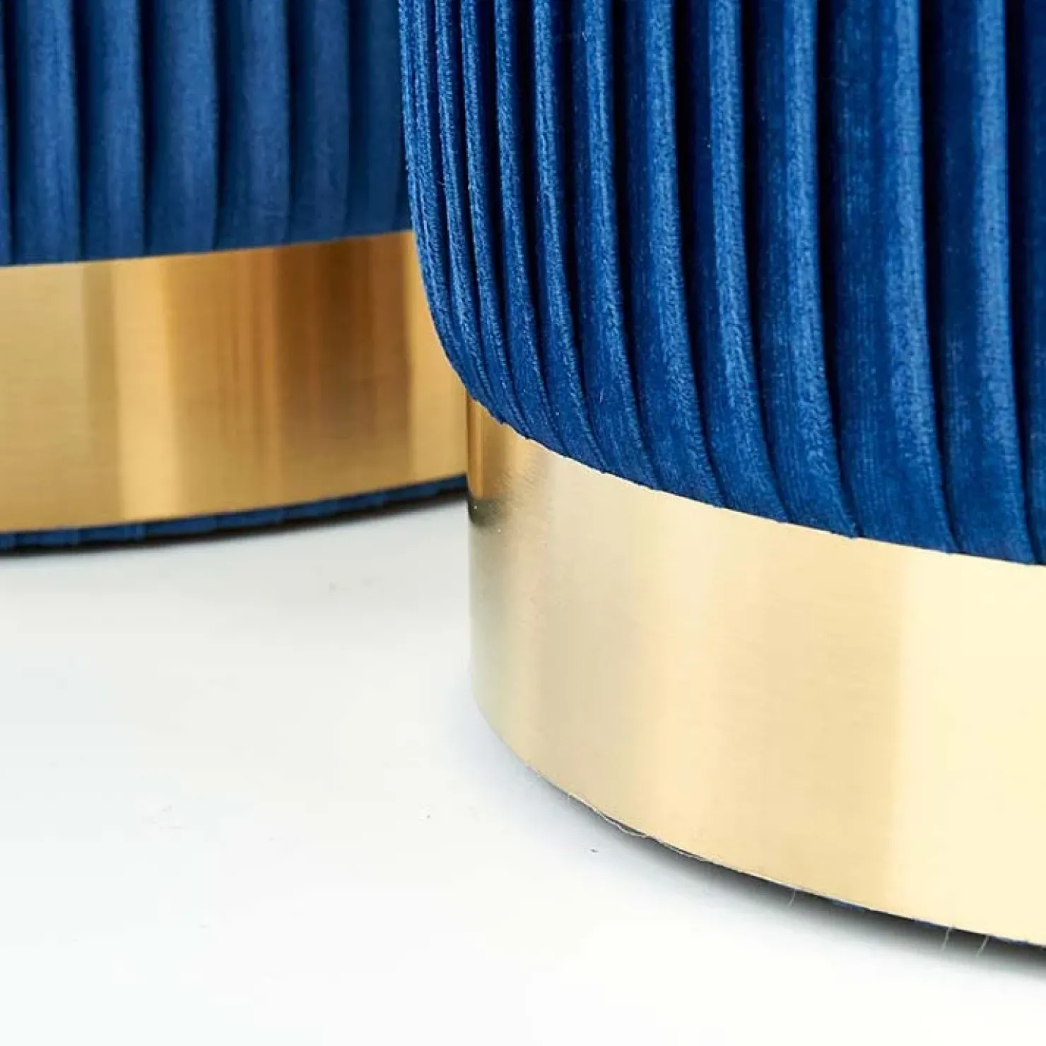 Garnero Arredamenti Set 2 pouf in velluto contenitore blu oro Cubal Blu - Oro Best