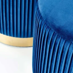 Garnero Arredamenti Set 2 pouf in velluto contenitore blu oro Cubal Blu - Oro Best