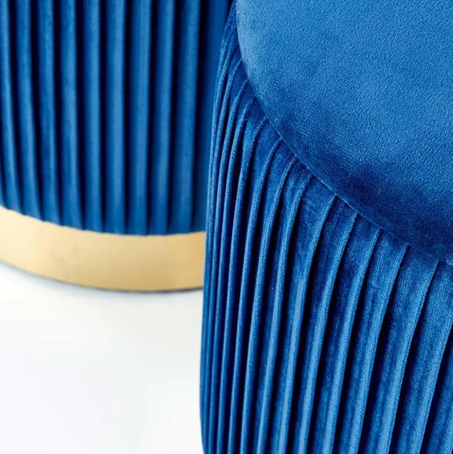 Garnero Arredamenti Set 2 pouf in velluto contenitore blu oro Cubal Blu - Oro Best
