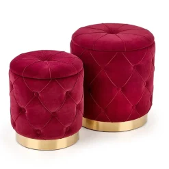 Garnero Arredamenti Set 2 pouf moderno contenitore in velluto Emil Bordeaux