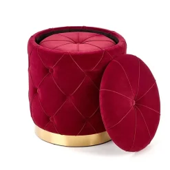 Garnero Arredamenti Set 2 pouf moderno contenitore in velluto Emil Bordeaux