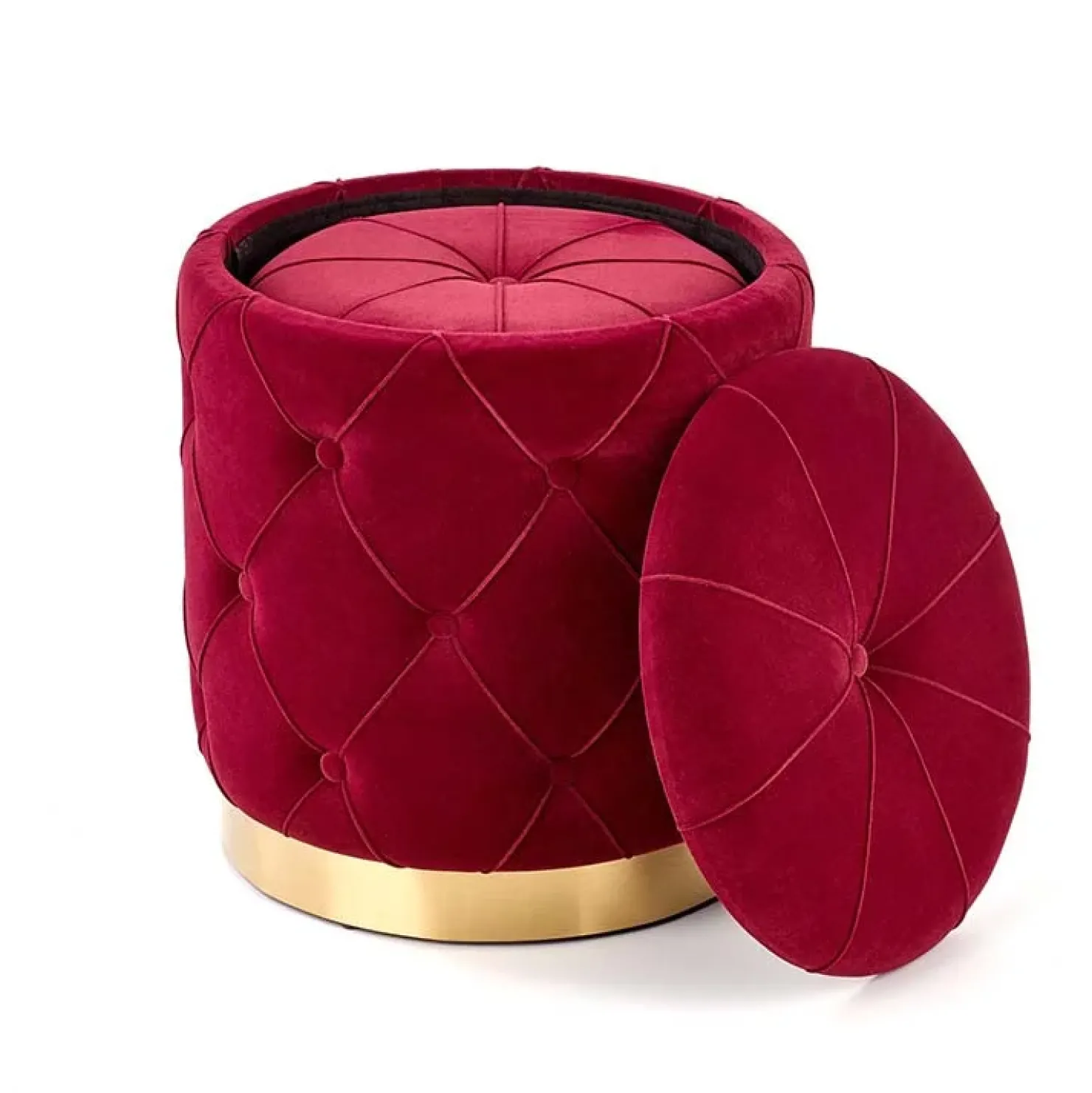 Garnero Arredamenti Set 2 pouf moderno contenitore in velluto Emil Bordeaux