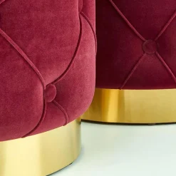 Garnero Arredamenti Set 2 pouf moderno contenitore in velluto Emil Bordeaux