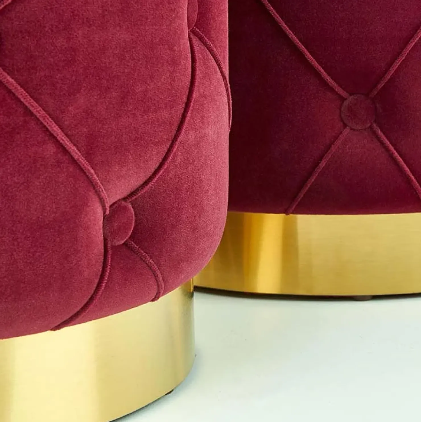 Garnero Arredamenti Set 2 pouf moderno contenitore in velluto Emil Bordeaux