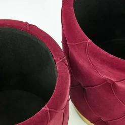 Garnero Arredamenti Set 2 pouf moderno contenitore in velluto Emil Bordeaux