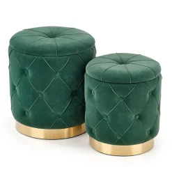 Garnero Arredamenti Set 2 pouf moderno contenitore in velluto Emil Verde Best