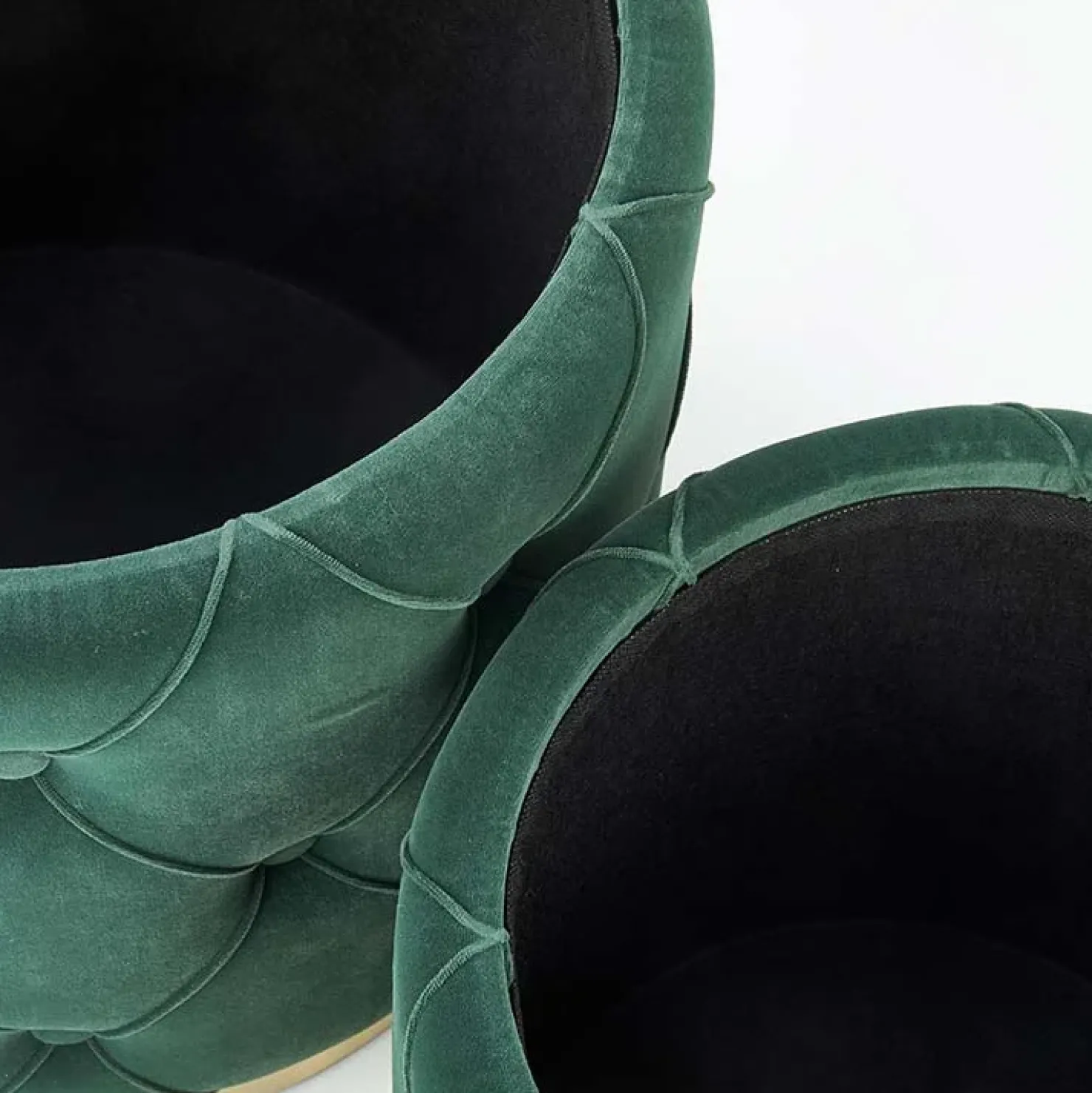 Garnero Arredamenti Set 2 pouf moderno contenitore in velluto Emil Verde Best