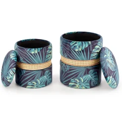 Garnero Arredamenti Set 2 pouf rotondi contenitore in tessuto moderni multicolore Thalia