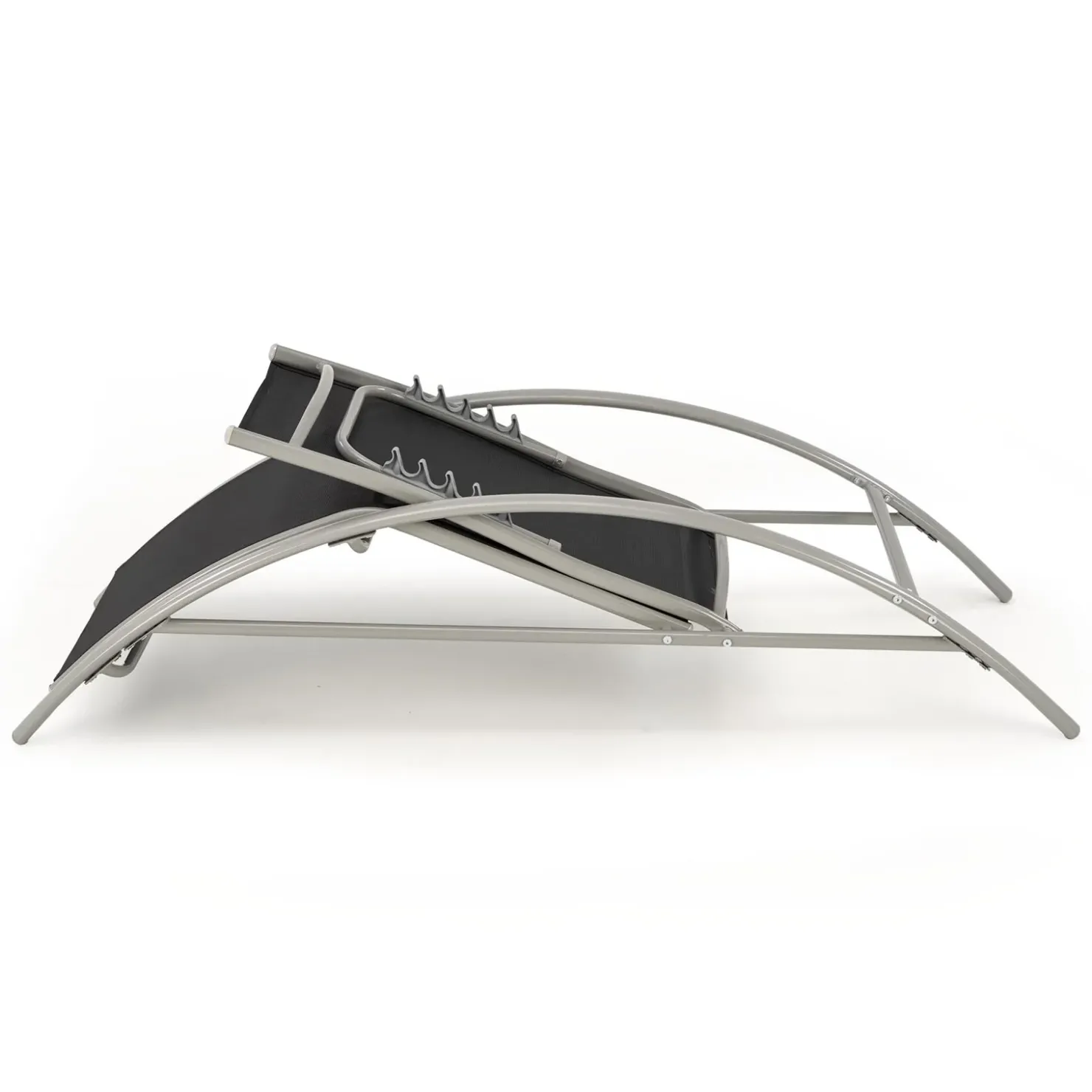 Garnero Arredamenti Set 2 sdraio da giardino con tavolino relax nero grigio Marea