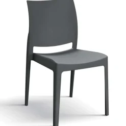 Garnero Arredamenti Set 4 sedie da giardino esterno bar dehors impilabili polipropilene grigio Velum