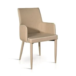 Garnero Arredamenti Set 4 sedie da pranzo con braccioli in tessuto tortora Scarlett Gihome® Online